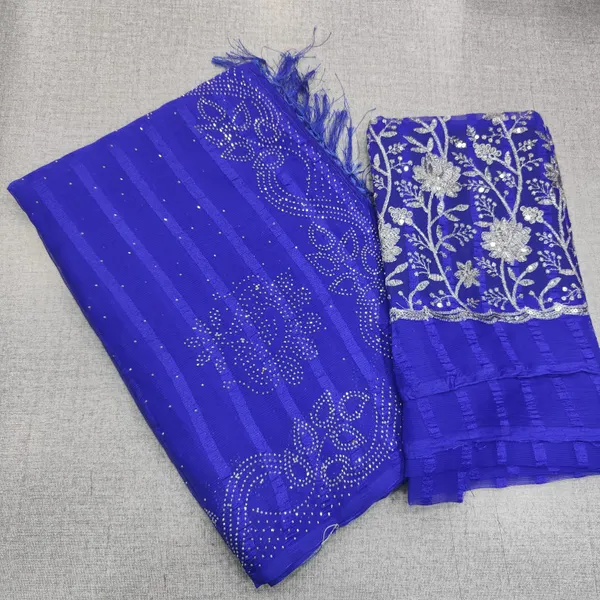 Popcorn saree with work blouse | SR237